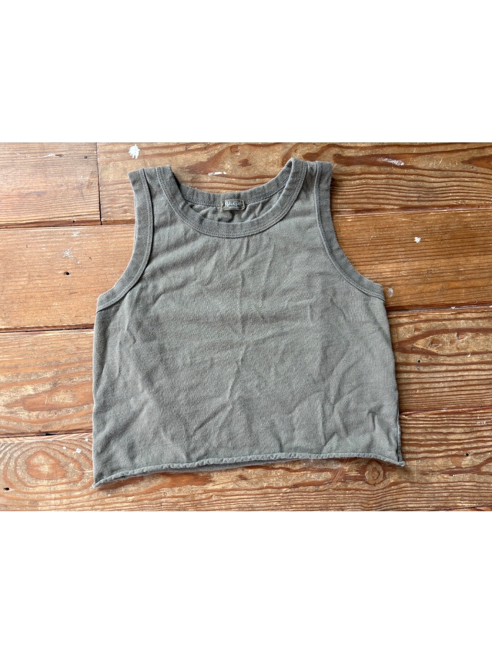 Brandy Melville Olive Green Cropped Tank Top One Size
